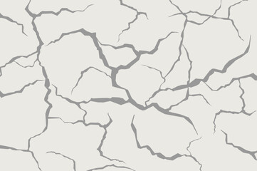 Cracks in dry ground. Gray faults isolated on a gray yellow background. Vector illustration.