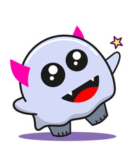 Fototapeta premium cute ghost smile and take a star.Vector illustration in a cartoon style.