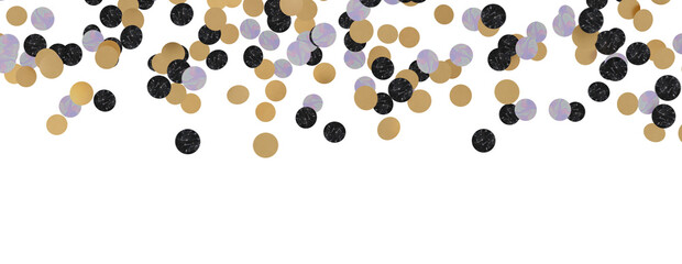 Golden confetti falling down isolated on transparent background.