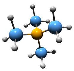  3D image of Tetramethylammonium hydroxide skeletal formula - molecular chemical structure of trimethylmethanaminium hydroxide TMAH isolated on white background

