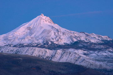 View of Mt Jefferson before sunrise in Oregon.