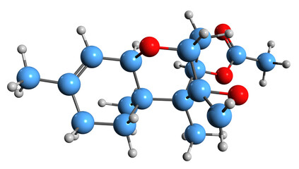 Obraz premium 3D image of trichodermin skeletal formula - molecular chemical structure of biological fungicide Trichoderonin isolated on white background