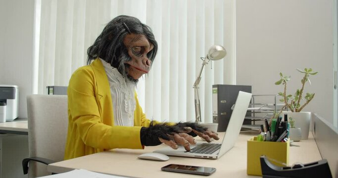 Monkey Business Woman in Office