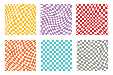 Groovy retro pattern background in psychedelic checkered backdrop style. A chessboard in a minimalist abstract design with a 60s 70s aesthetic vibe. hippie style y2k. funky print vector illustration