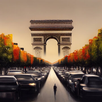 Vivid Drawing Of The Arc De Triomphe In Paris