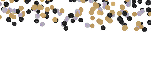 Golden serpentine confetti on transparent background. luxury isolated