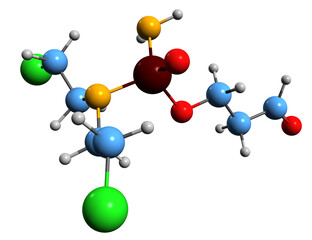 Obraz premium 3D image of aldophosphamide skeletal formula - molecular chemical structure of cytostatic antitumor chemotherapeutic drug isolated on white background