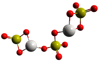 3D image of Aluminum sulfate skeletal formula - molecular chemical structure of coagulating agent isolated on white background