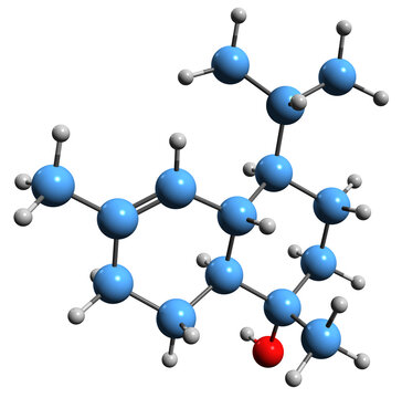 3D image of a-Cadinol skeletal formula - molecular chemical structure of  sesquiterpenoid alcohol isolated on white background