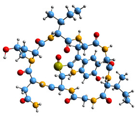 3D image of Amanullin skeletal formula - molecular chemical structure of amatoxin isolated on white background
