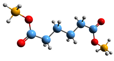 3D image of Ammonium adipate skeletal formula - molecular chemical structure of food additive isolated on white background