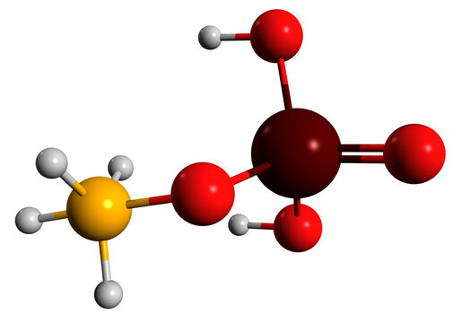 3D image of Ammonium dihydrogen phosphate skeletal formula - molecular chemical structure of agricultural fertilizer isolated on white background