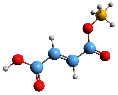 3D image of Ammonium fumarate skeletal formula - molecular chemical structure of  food additive Е368 isolated on white background