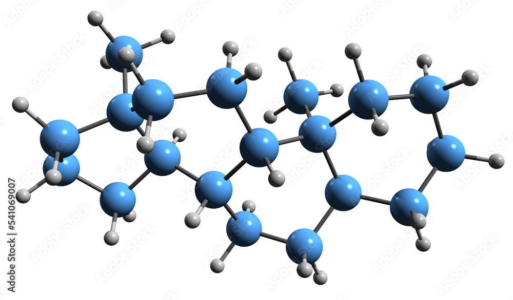 Poster  3D image of Androstane skeletal formula - molecular chemical structure of  steroidal hydrocarbon isolated on white background
