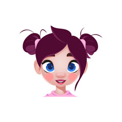 girl with baby face, hairdresser, mannequin, vector illustration