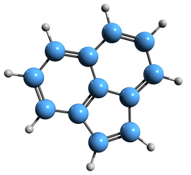 3D image of Acenaphthylene skeletal formula - molecular chemical structure of Cyclopentadenaphthalene isolated on white background
