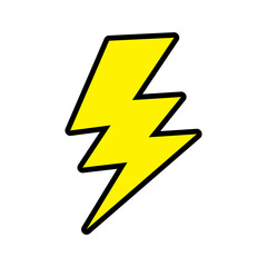 Yellow lightning bolt icon, vector illustration. 