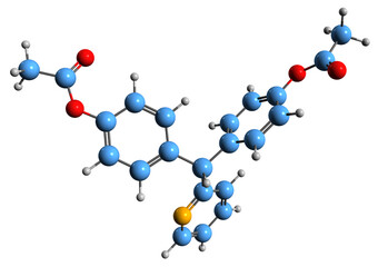 3D image of Bisacodyl skeletal formula - molecular chemical structure of stimulant laxative drug isolated on white background
