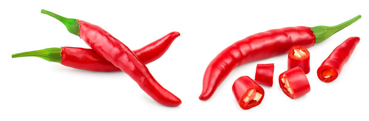 red hot chili peppers isolated on white background