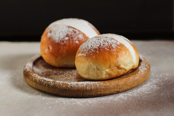 appetizing buns sweet maritozzi romani ricetta originale closeup selective focus