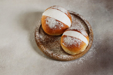 appetizing buns sweet maritozzi romani ricetta originale closeup selective focus
