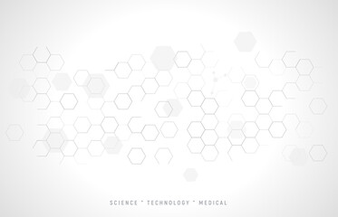 Molecular structure medical chemistry background science. Bio molecule vector dna medicine hex