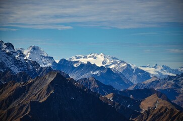 wonderful mountain view of the glarus alps. Fresh snow. Mountaineering in autumn. wanderlust. Piz Segnas Piz Sardona. High quality photo