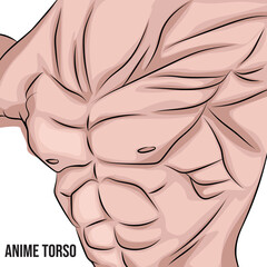 Muscular body anime torso, biceps, triceps.