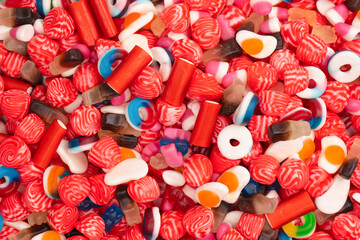Tasty mix of jelly colorful candies.