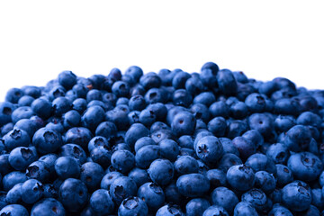 Fresh blueberry background isolated on white.