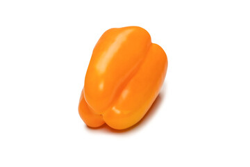 Orange bell pepper isolated on white background. Top view.  Copy space.