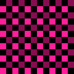 Gingham plaid black and pink seamless pattern on a black background