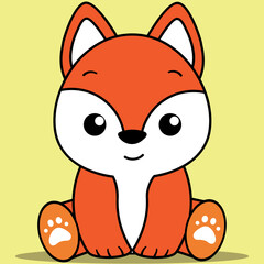 Cute Baby Fox, kawaii Fox sitting 
