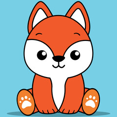Cute Baby Fox, kawaii Fox sitting 