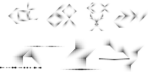 Linear halftone dots .Design elements for posters, social media, promotion,  flyer, covers .Dotted elements .vector illustration