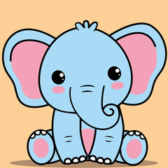 Fototapeta premium Cute Baby Elephant, Kawaii Baby Elephant sitting