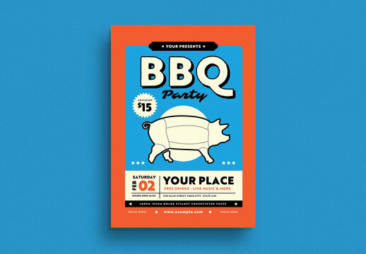 Modern Retro Barbecue Flyer Layout