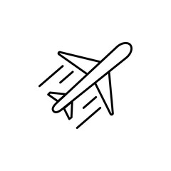 Airplane icon in thick outline style. Air transportation black and white monochrome vector illustration. eps 10