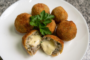 Delicious fried rice croquettes starter