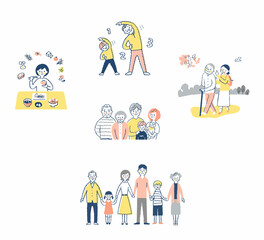 家族のさまざまなシーン　セット