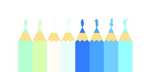 set di matite colorate allineate su sfondo trasparente