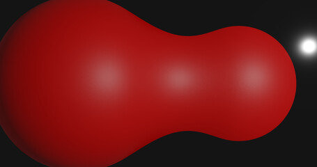 Render with red floating spheres on black
