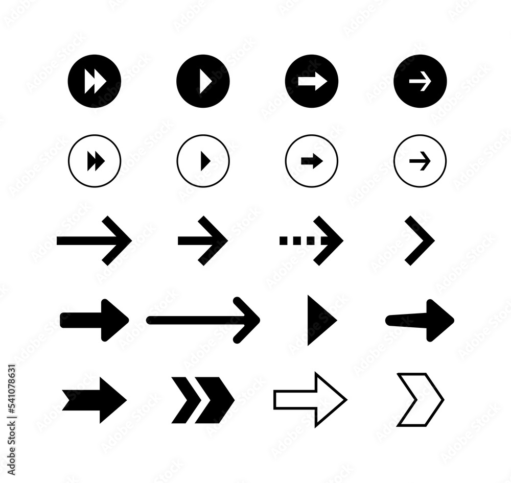 Poster Arrow icons isolated. Set different arrows or web designs. Vector illustration