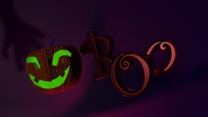 3d render of Halloween "BOO" Holiday Design