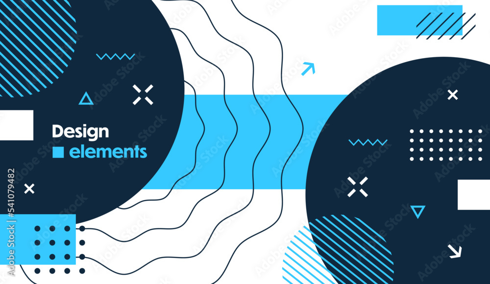 Poster Abstract geometric background with different shape elements. Design elements banner