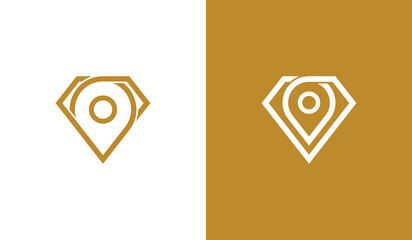 Diamond Pin Location Logo Concept sign icon symbol Element Design. Point, Map, Jewelry Logotype. Vector illustration template