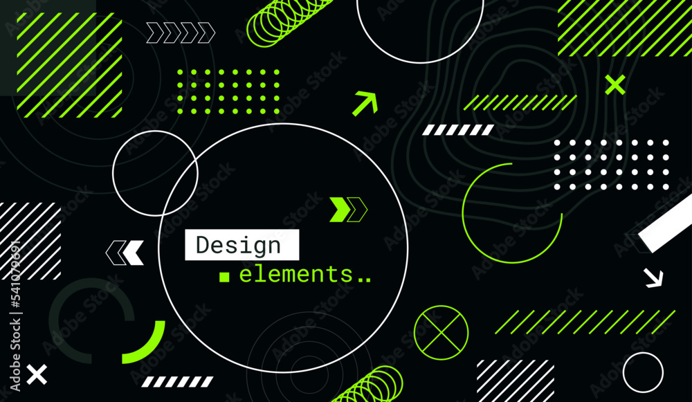 Poster Abstract geometric background with different shape elements. Design elements banner