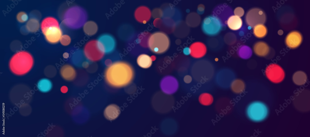 Poster colorful bokeh lights background. blurred circle shapes. vector illustration