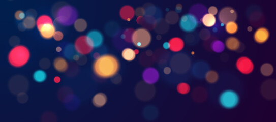 Colorful bokeh lights background. Blurred circle shapes. Vector illustration 