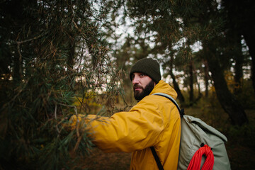 Traveler Walking Through The Forest...